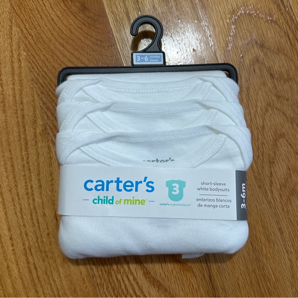 Carter’s “Child of Mine” 3-Pack White Onesies – Size 3-6 Months (NWT)